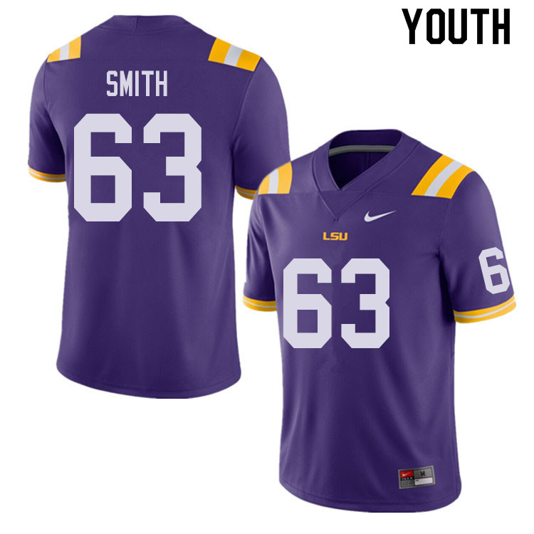 Youth #63 Michael Smith LSU Tigers College Football Jerseys Sale-Purple